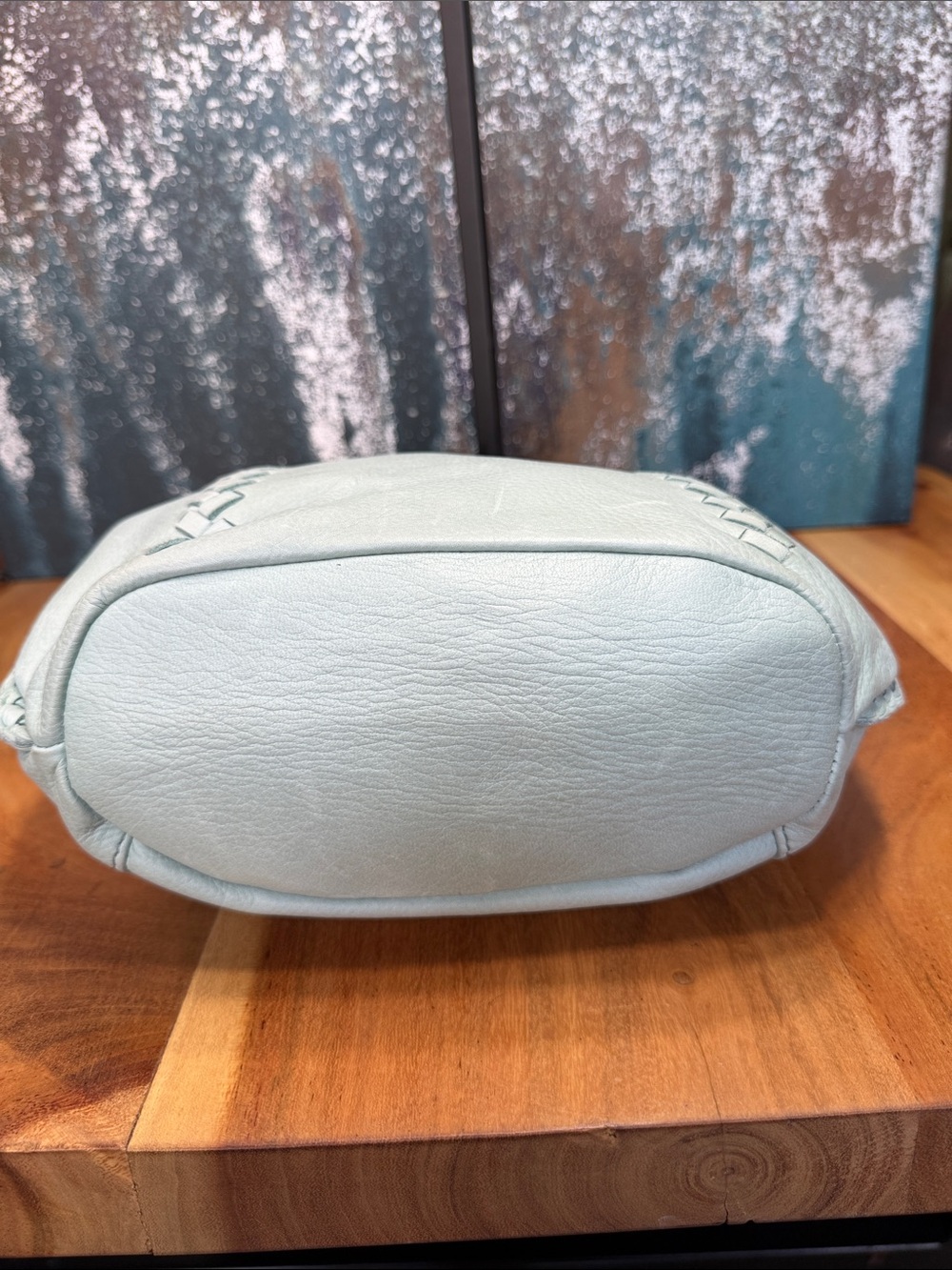 American Leather Co Boho Katy Light Teal Leather Crossbody NWT - Picture 11 of 14